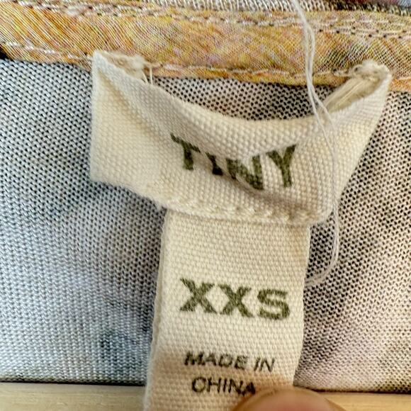 TINY Anthro Ruffle Babydoll Top Womens Shirt SIZE XXS Boho Patchwork Blouse L/S - Picture 8 of 11